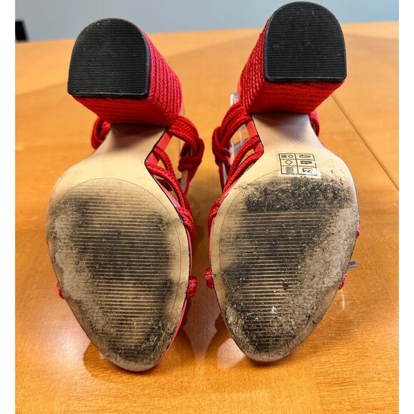 CAbi 6012 Tiptoe Red Hibiscus Strappy  Espadrille Rope Heeled Sandal Sz 7.5 - Picture 10 of 15